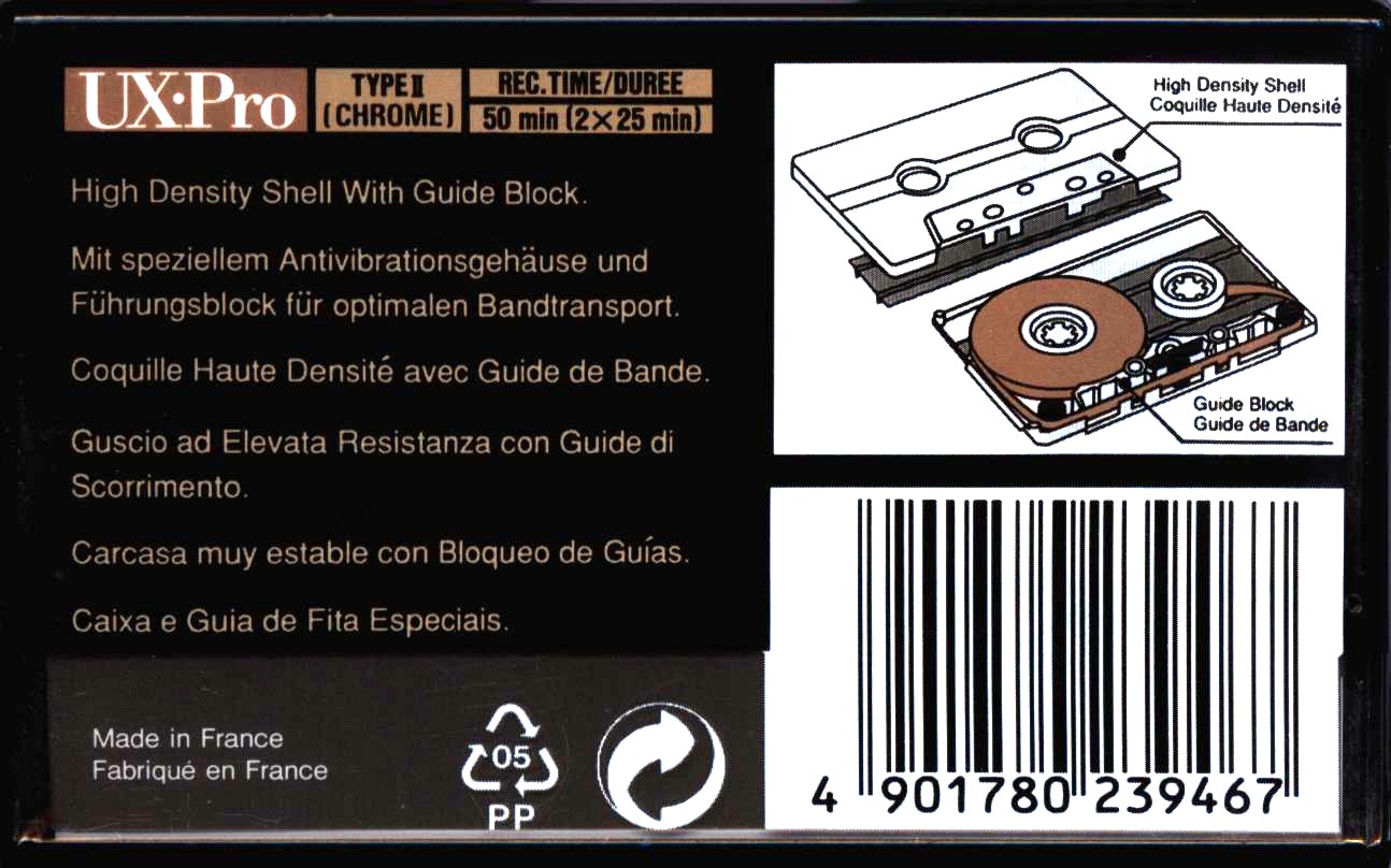 Compact Cassette Sony UX-Pro 50 Type II Chrome 1992 Europe