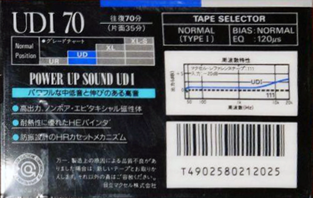 Compact Cassette Maxell UDI / UD1 70 Type I Normal 1989 Japan