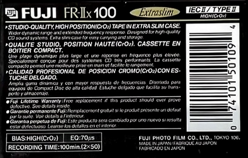 Compact Cassette Fuji FR-IIx 100 Type II Chrome 1990 North America