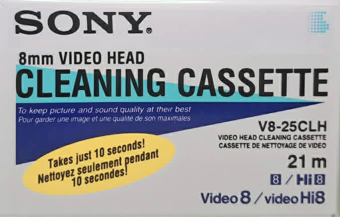 Video8, Hi8, Digital8 Sony "V8-25CLH" Cleaning Cassette 1988 North America
