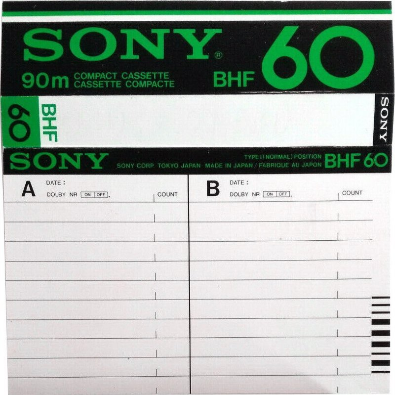 Compact Cassette Sony BHF 60 Type I Normal 1978 Japan