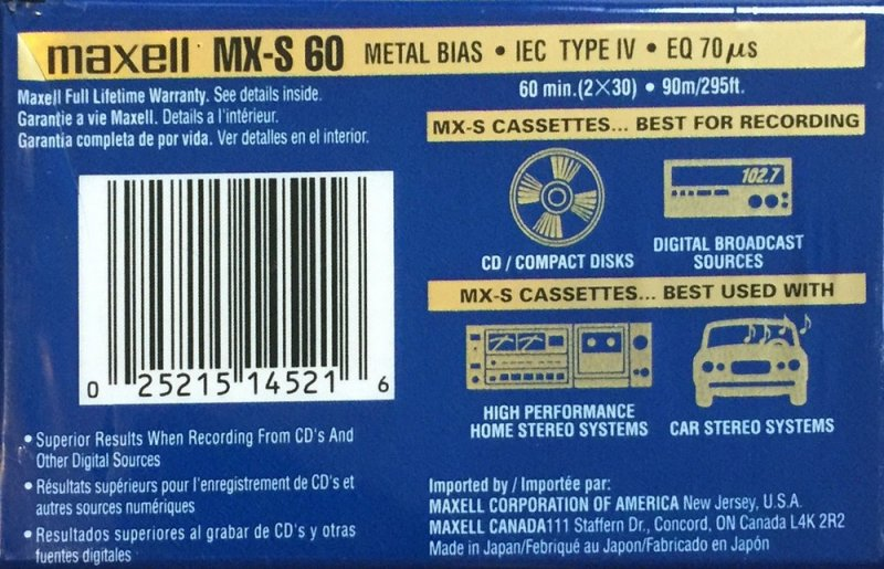 Compact Cassette: Maxell / Hitachi Maxell - Metal 60