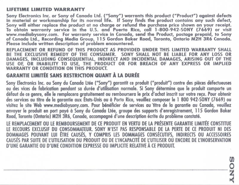 Compact Cassette Sony HF 120 "C120HFR" Type I Normal 2008 North America