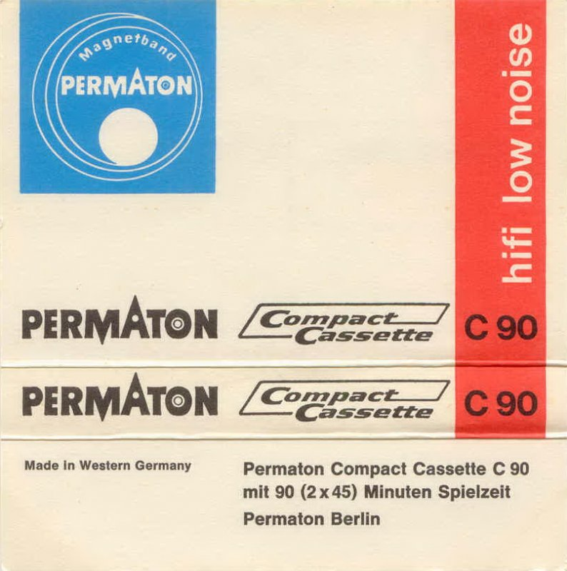 Compact Cassette Permaton 90 Type I Normal 1968 Europe