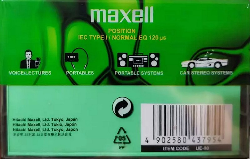 Compact Cassette Maxell UE 90 "UE-90" Type I Normal 1998 Worldwide
