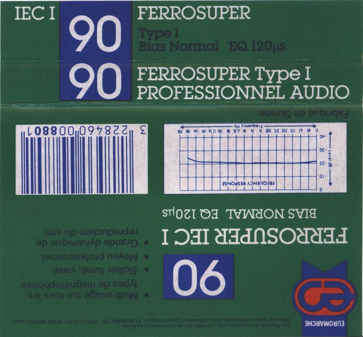 Compact Cassette Euromarche 90 "Ferrosuper" Type I Normal 1990 France