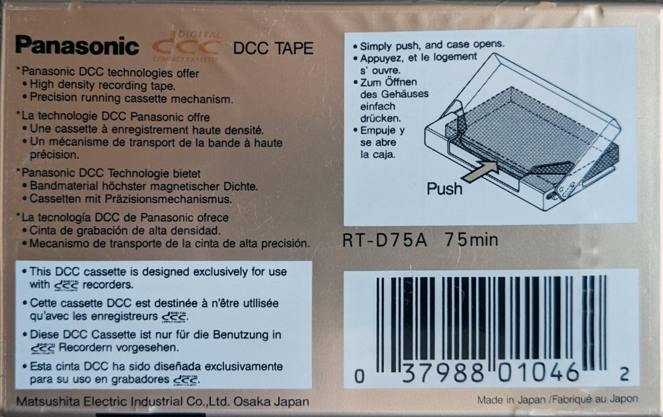 DCC Panasonic 75 "RT-D75A" Type I Normal 1992 North America