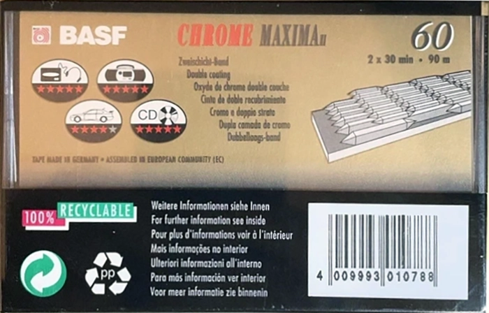 Compact Cassette BASF Chrome Maxima II 60 Type II Chrome 1993 Europe