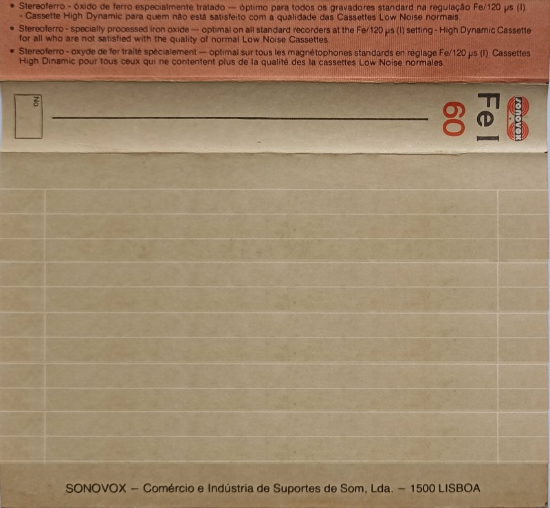 Compact Cassette Sonovox Fe I 60 "Stereoferro I" Type I Normal 1983 Portugal