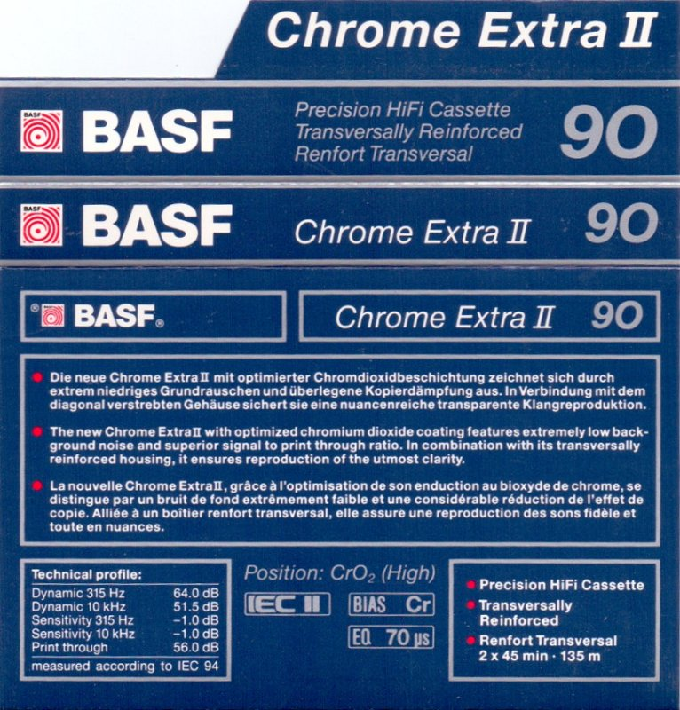 Compact Cassette BASF Chrome Extra II 90 Type II Chrome 1990 Europe