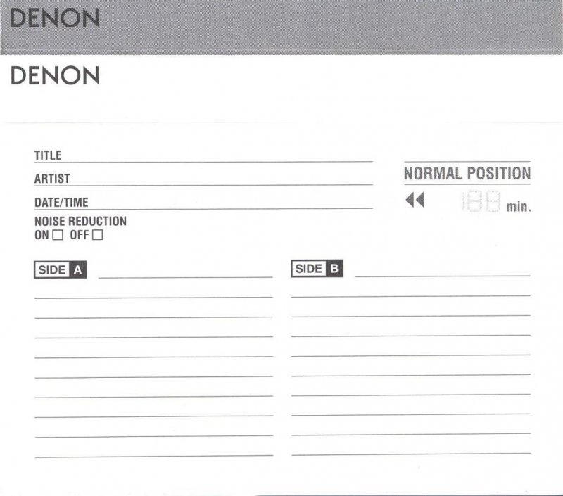 Compact Cassette Denon Lapisia 64 "VDO1-64" Type I Normal 1997 Japan