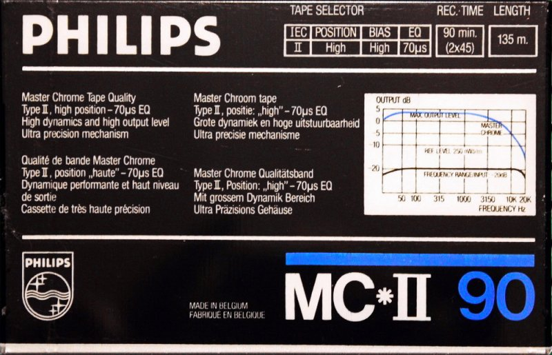 Compact Cassette Philips MC-II 90 Type II Chrome 1985 Europe