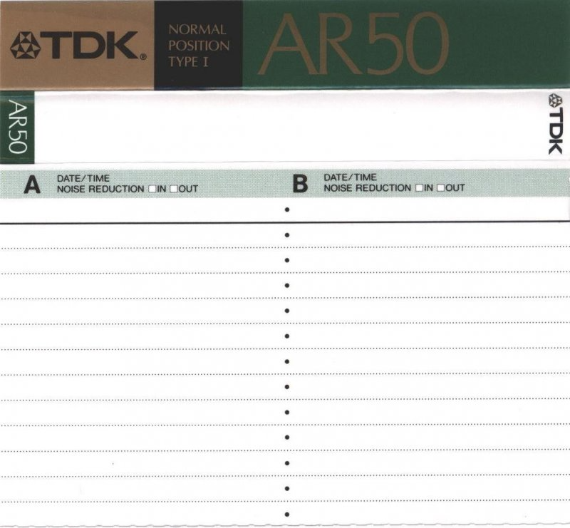 Compact Cassette TDK AR 50 "AR-50K" Type I Normal 1988 Japan