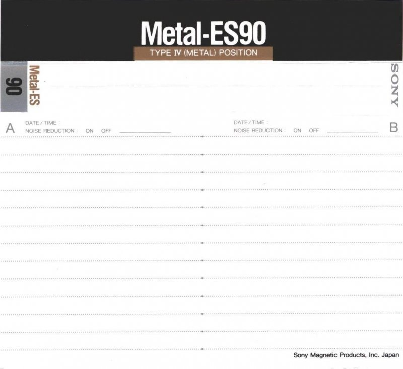 Compact Cassette: Sony  - Metal-ES 90