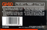 Compact Cassette JVC GI 60 "G1-60AN" Type I Normal 1990 North America