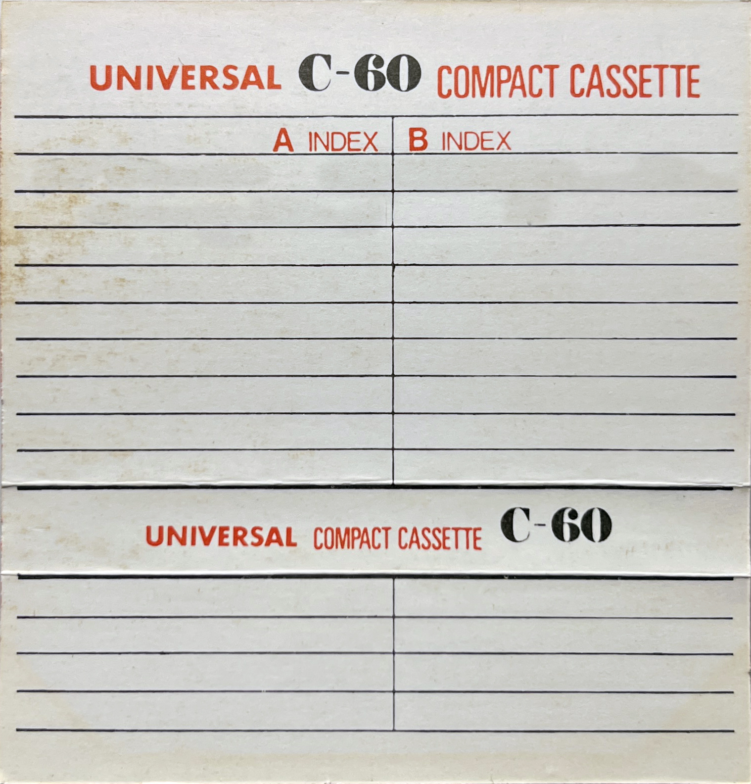 Compact Cassette Universal 60 Type I Normal 1978 Hong Kong