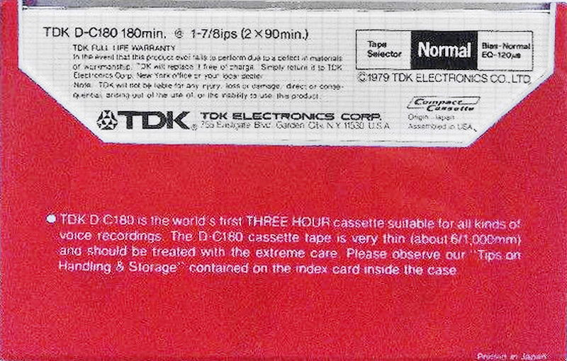 Compact Cassette: TDK  - D 180