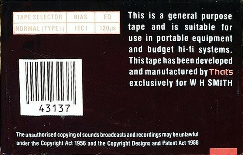 Compact Cassette: Unknown WH SMITH -  90