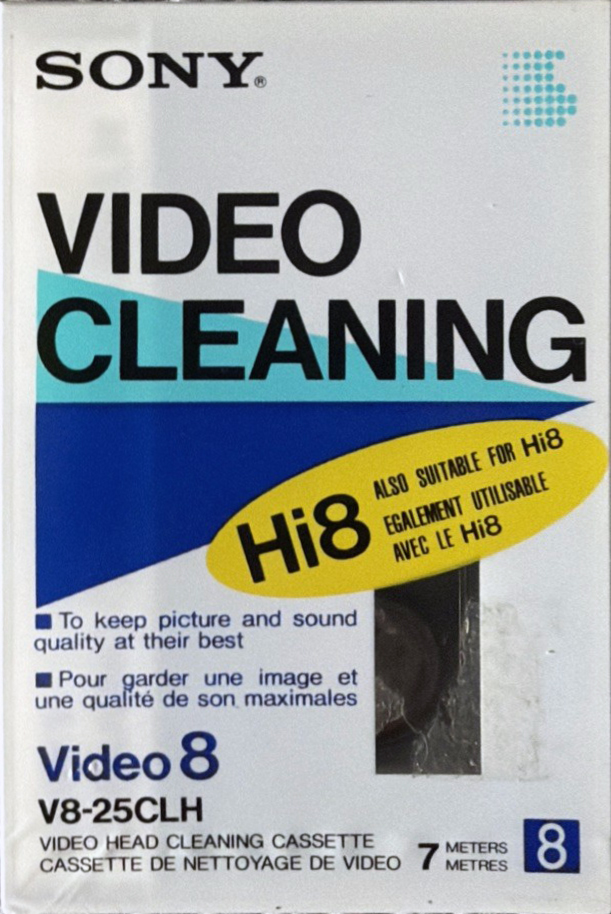 Video8, Hi8, Digital8 Sony "V8-25CLH" Cleaning Cassette 1986 North America