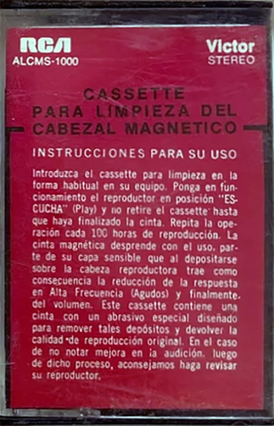 Compact Cassette RCA "ALCMS-1000" Cleaning Cassette Latin America