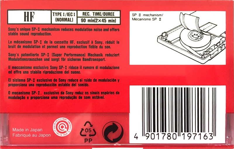Compact Cassette Sony HF 90 Type I Normal 1992 Europe