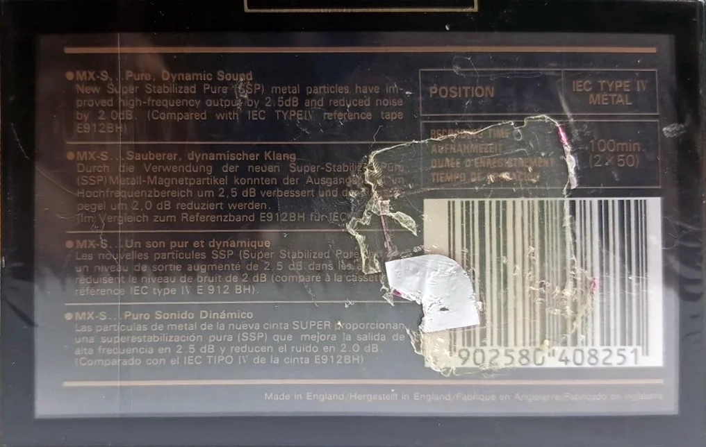 Compact Cassette Maxell MX-S 100 Type IV Metal 1990 Europe