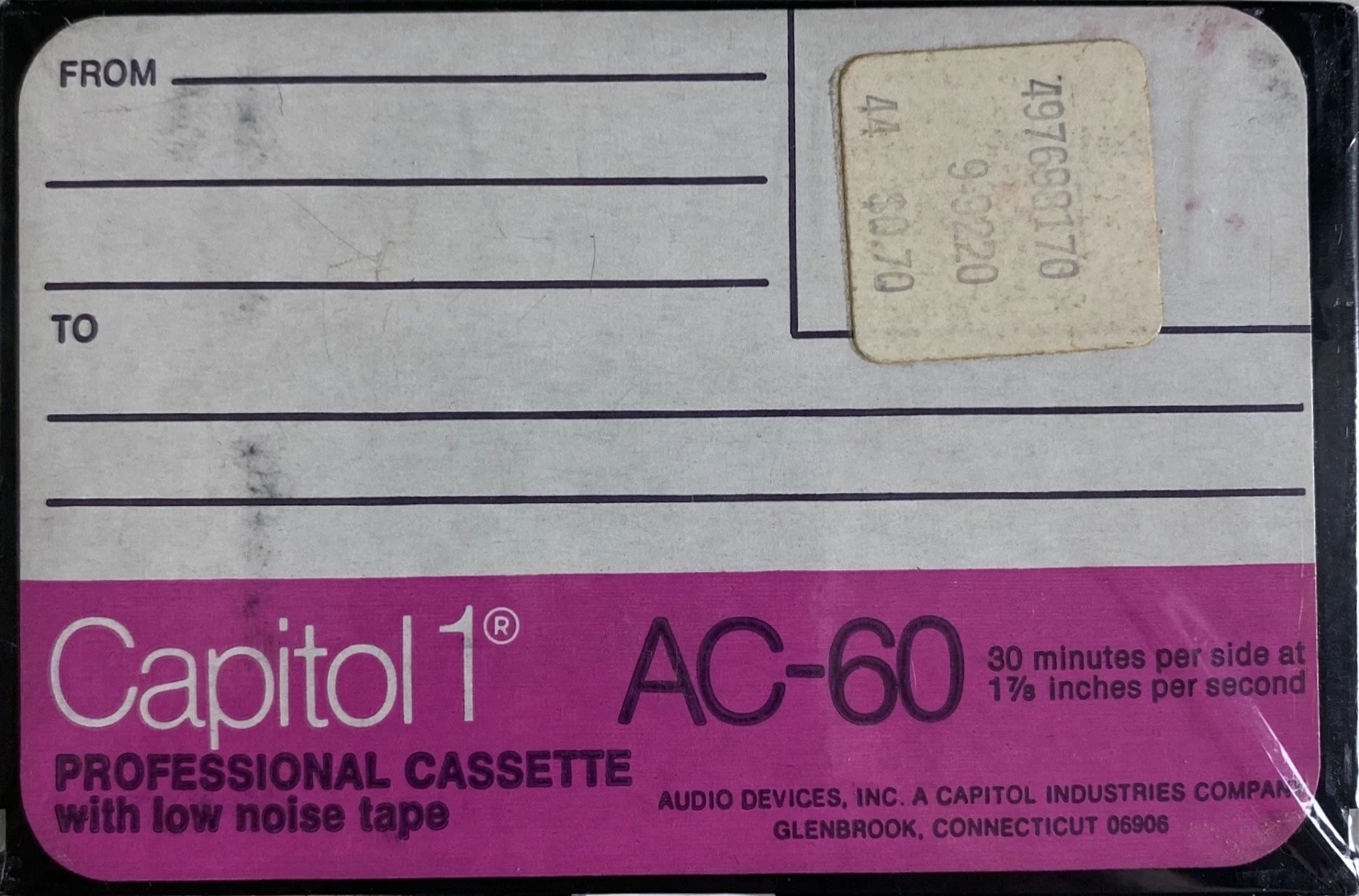 Compact Cassette Capitol 1 AC 60 Type I Normal 1970 USA