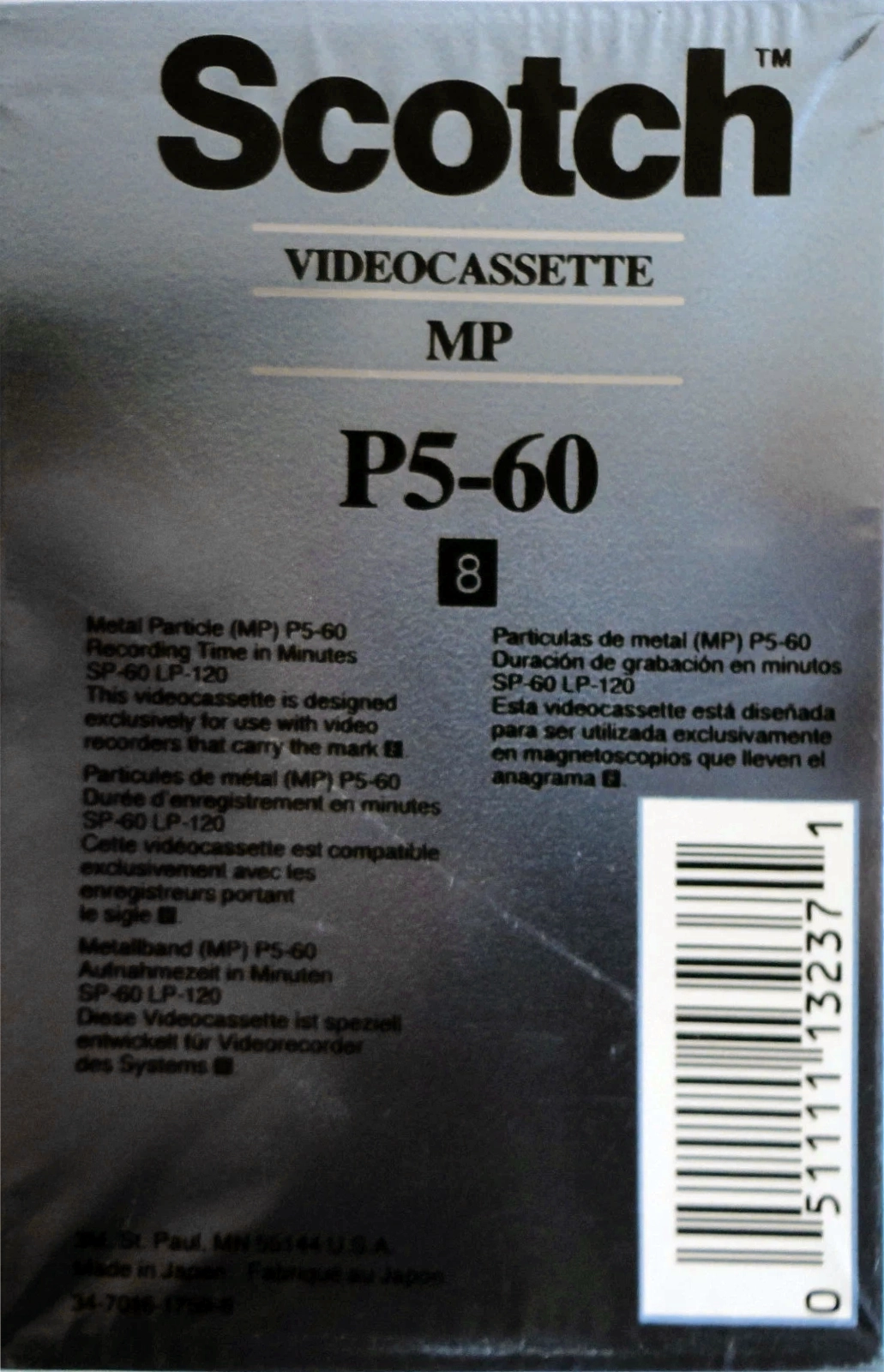 Video8, Hi8, Digital8 Scotch 60 Type IV Metal 1990 North America