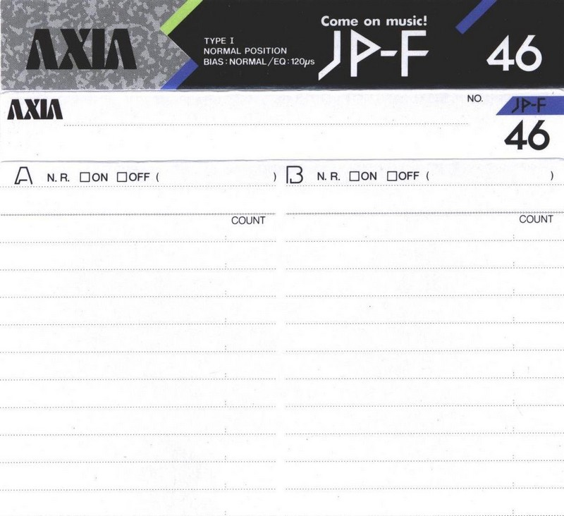 Compact Cassette AXIA JP-F 46 "JP-F B 46" Type I Normal 1988 Japan