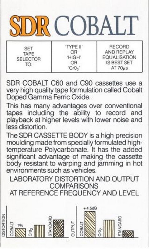 Compact Cassette Thorn 60 "SDR Cobalt" Type II Chrome 1979 UK