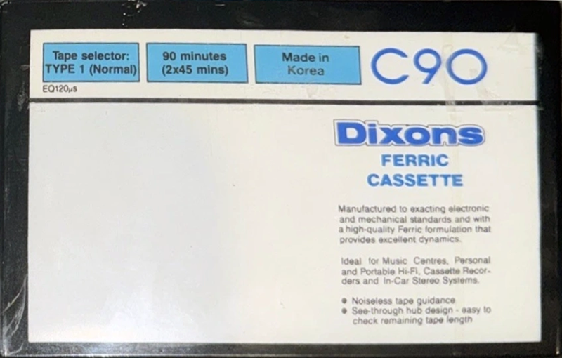 Compact Cassette Dixons 90 Type I Normal UK