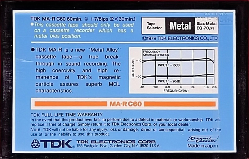 Compact Cassette: TDK  - MA-R 60