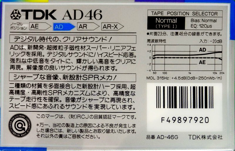 Compact Cassette: TDK  - AD 46