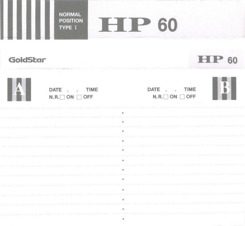Compact Cassette Goldstar HP 60 Type I Normal 1993 Europe