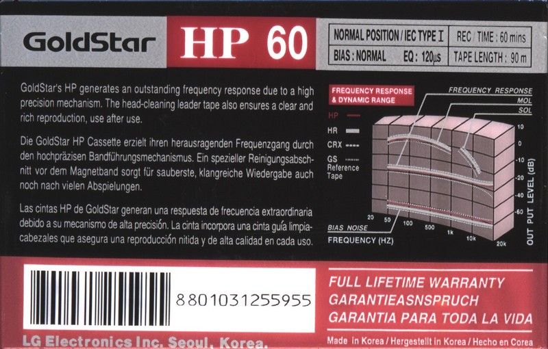 Compact Cassette: GoldStar / LG Goldstar - HP 60