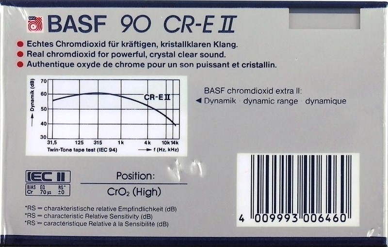 Compact Cassette BASF Chromdioxid Extra II 90 "CR-E II" Type II Chrome 1985 Europe