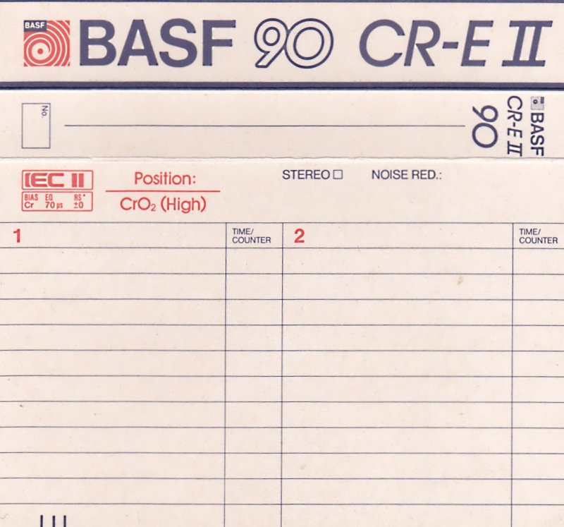 Compact Cassette BASF Chromdioxid Extra II 90 "CR-E II" Type II Chrome 1985 Europe