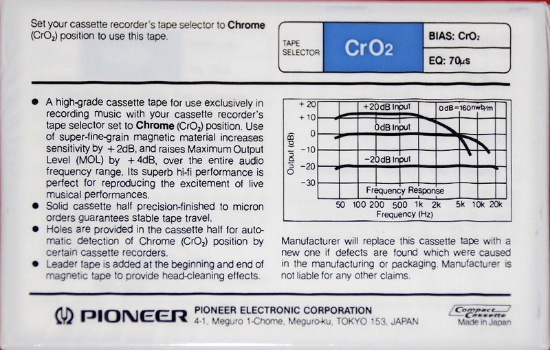 Compact Cassette Pioneer C1 90 Type II Chrome 1981 Japan