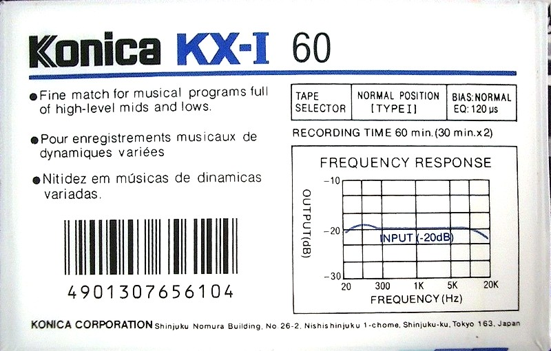 Compact Cassette Konica KX-I 60 Type I Normal 1987 Europe