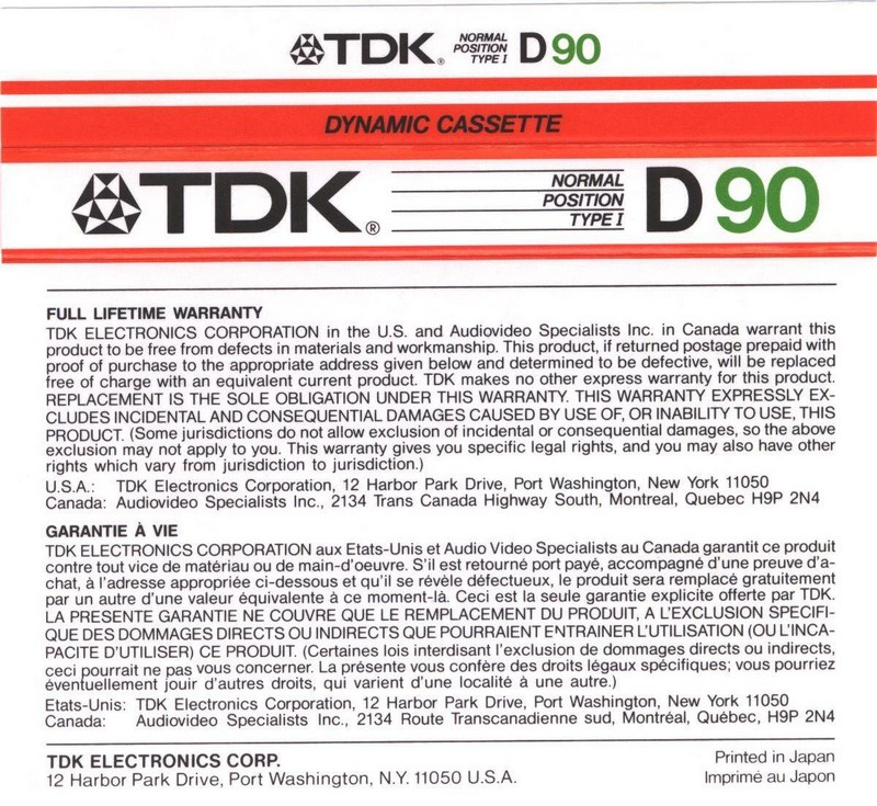 Compact Cassette: TDK  - D 90