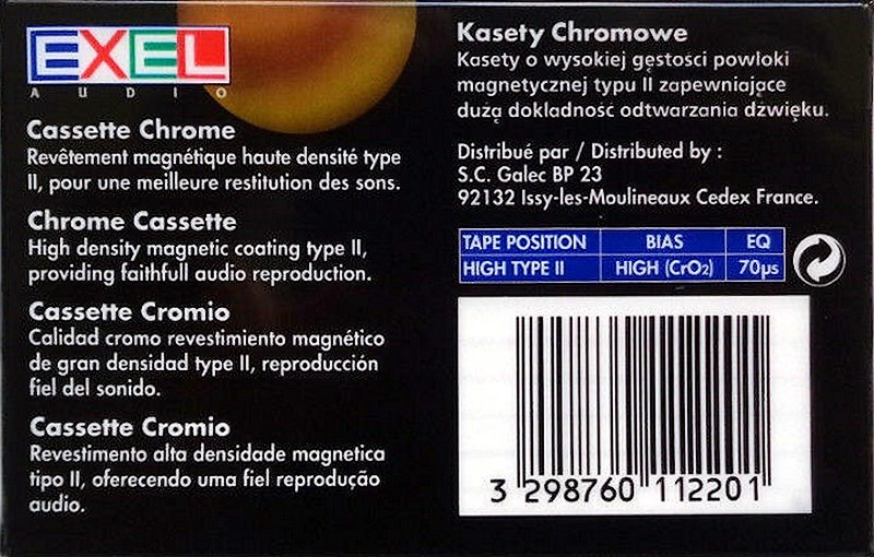 Compact Cassette Exel 90 Type II Chrome Europe