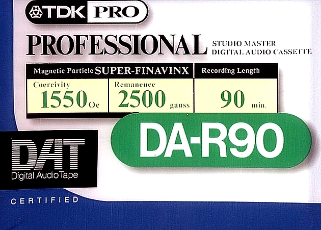 Digital Audio Tape TDK 90 "DA-RPRO90AX" Type IV Metal 1996 North America