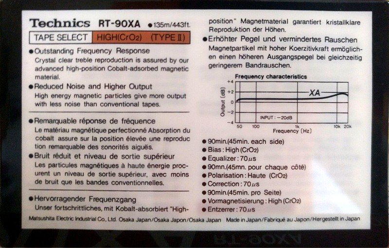 Compact Cassette: Matsushita Technics - XA 90