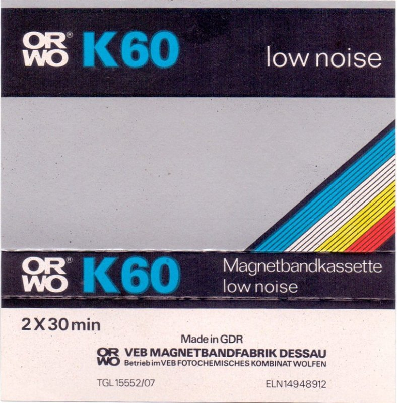 Compact Cassette ORWO 60 "black" Type I Normal 1985 East Germany