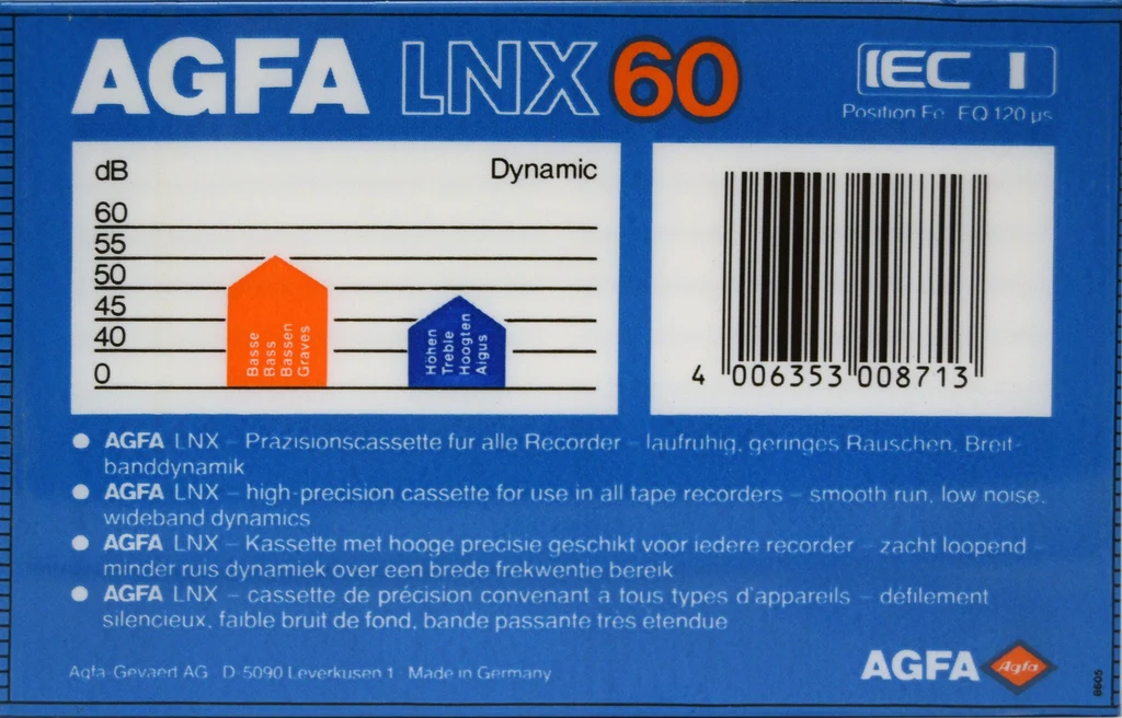Compact Cassette AGFA LNX 60 Type I Normal 1986 Europe