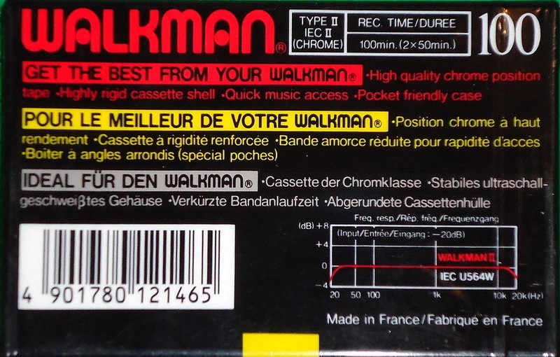 Compact Cassette Sony Walkman 100 Type II Chrome 1988 Europe