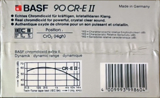 4 pack BASF Chromdioxid Extra II 90 "CR-E II" Type II Chrome 1985 France