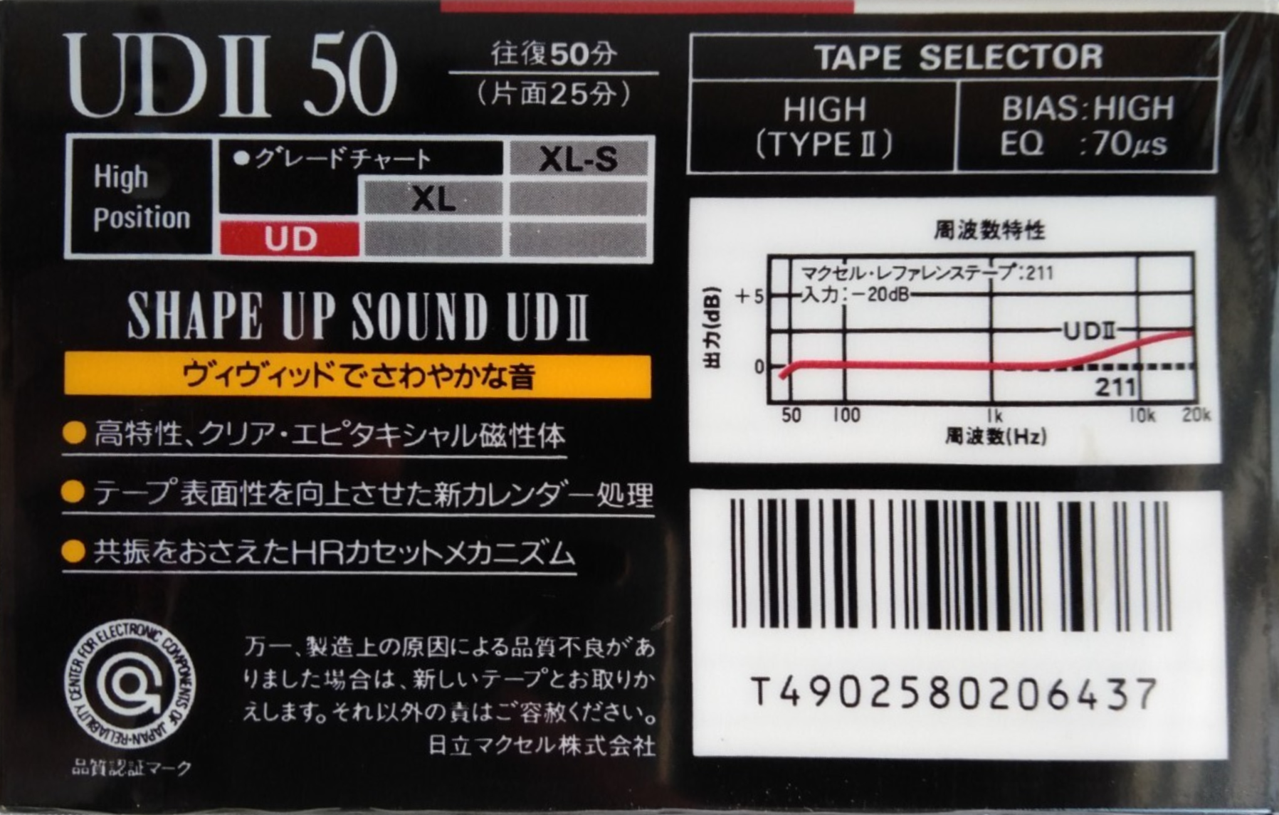 Compact Cassette Maxell UDII / UD2 50 Type II Chrome 1988 Japan