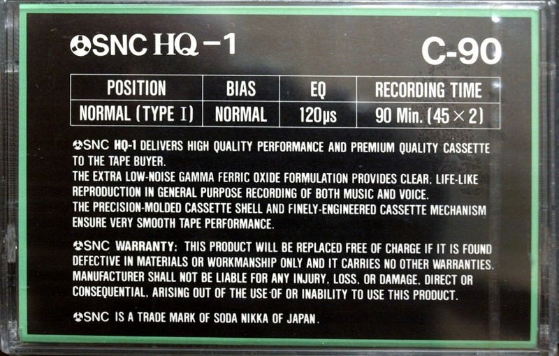 Compact Cassette SNC HQ-1 90 Type I Normal