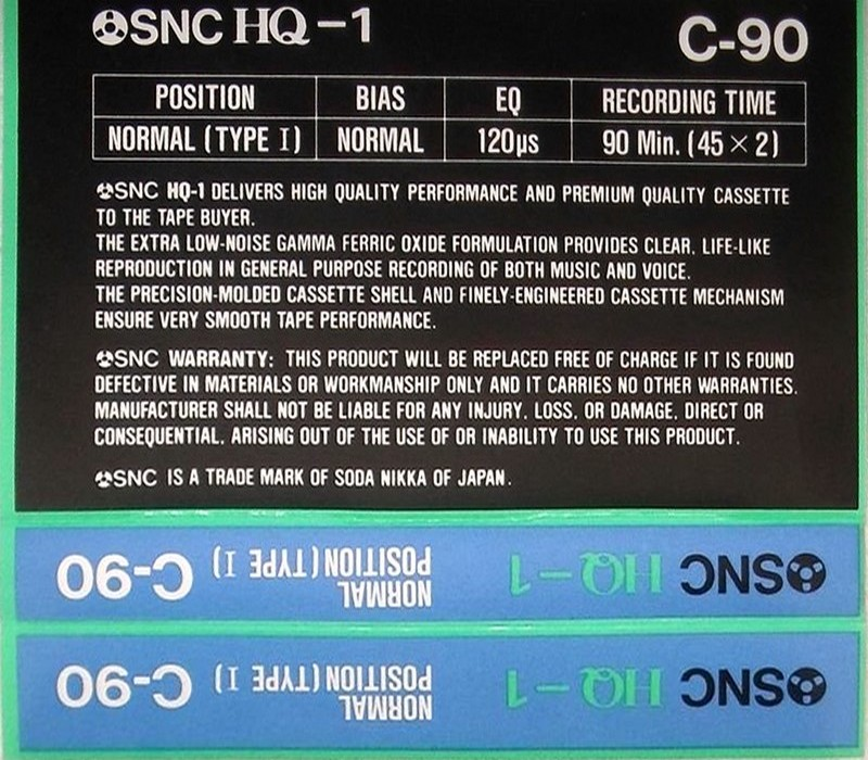 Compact Cassette:  SNC - HQ-1 90